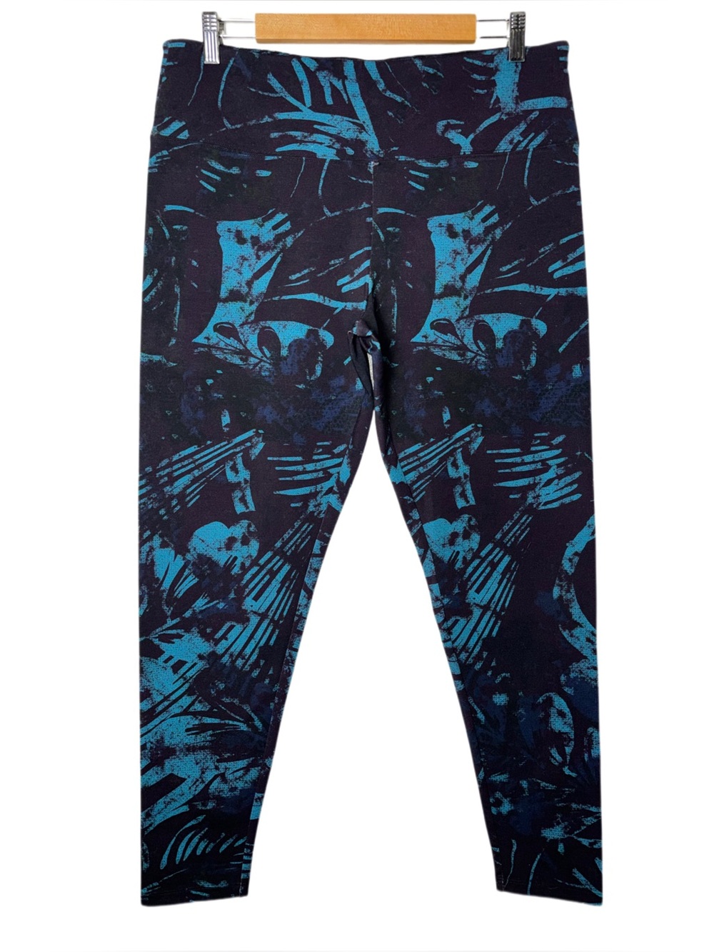 Soft Surroundings abstract palm-print athletic leggings women's size large